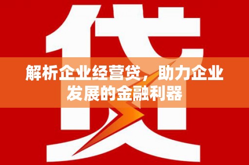 屯门解析企业经营贷，助力企业发展的金融利器