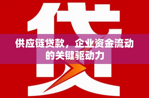 屯门供应链贷款，企业资金流动的关键驱动力