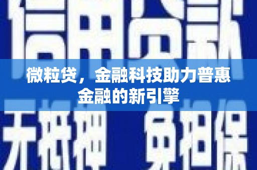 屯门微粒贷，金融科技助力普惠金融的新引擎