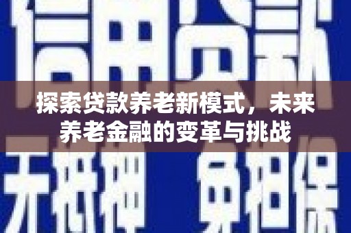 屯门探索贷款养老新模式，未来养老金融的变革与挑战