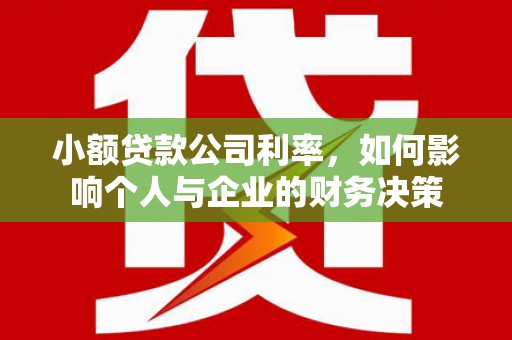 屯门小额贷款公司利率，如何影响个人与企业的财务决策