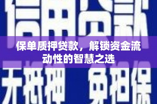 屯门保单质押贷款，解锁资金流动性的智慧之选