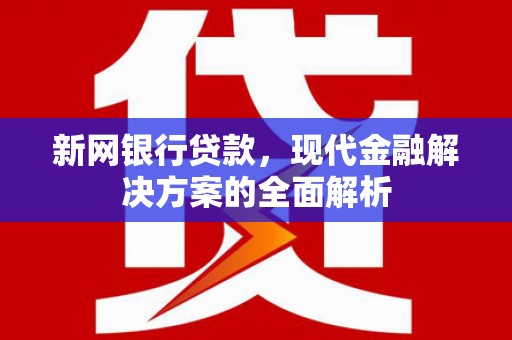屯门新网银行贷款，现代金融解决方案的全面解析